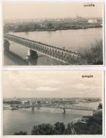 Újvidék, Novi Sad; hidak / bridgees - 2 db régi fotó képeslap / 2 pre-1945 photo postcards