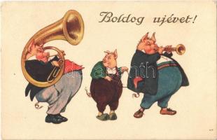 1928 Boldog újévet! Malac zenekar / New Year greeting, pig music band. L.P. 1540/1.