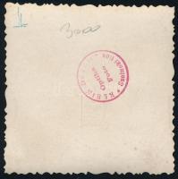 cca 1935 Szolnok, Autószerelő műhely, pecséttel jelzett fotó, 6×6 cm