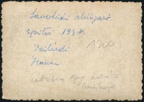 1937 A villamos alagút építése a Lánchídnál, pesti oldalon, hátoldalon feliratozott fotó, 8,5×6 cm