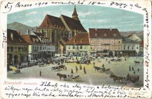 1900 Brassó, Kronstadt, Brasov; Piac tér, J.L. & A. Hesshaimer üzlete / Marktplatz / market square, shops (Rb)