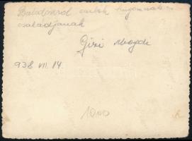 1938 Balatoni emlék, hátoldalon feliratozott fotó, 8,5×11,5 cm