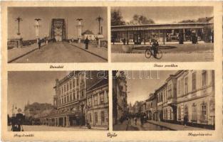 Győr, Duna híd, Ibusz pavilon, kerékpár, Royal szálloda, Megyeház utca