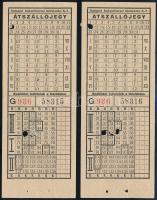 cca 1930-1940 BSzKRT átszállójegy, 2 db sorszámkövető