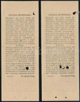 cca 1930-1940 BSzKRT átszállójegy, 2 db sorszámkövető
