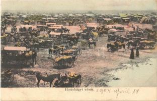 1904 Hortobágy, vásár, piac, lovasszekerek, magyar folklór. R. Mosinger 3315.
