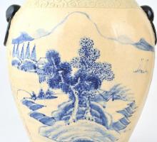 2 db kínai porcelán váza, kézzel festett, jelzett, m: 35 cm