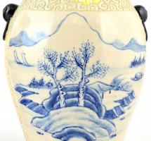 2 db kínai porcelán váza, kézzel festett, jelzett, m: 35 cm