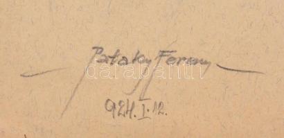 Pataky Ferenc (1897-?): Ülő akt. Grafit, papír, jelzett, 37x27 cm