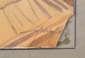 Pataky Ferenc (1897-?): A Ferenc József híd romjai a Dunában. Akvarell, papír, jelzett, 26x25 cm Kis...