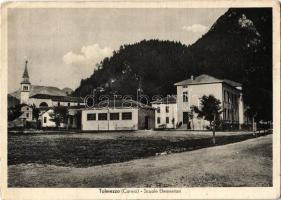 Tolmezzo, Tolmeč, Tolmein (Carnia); Scuole Elementari / elementary school, church (Rb)