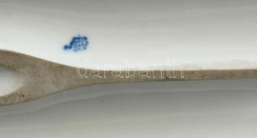 Porcelán kutya, fehér mázas, jelzett, gyári hibákkal, h: 36 cm