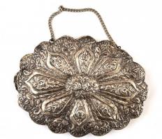 Ezüst (Ag) tükör, poncolt, jelzett, súlyozott, bruttó: 382,1 g