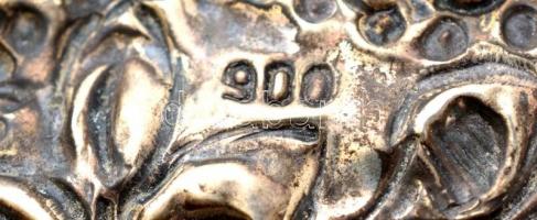 Ezüst (Ag) tükör, poncolt, jelzett, súlyozott, bruttó: 382,1 g