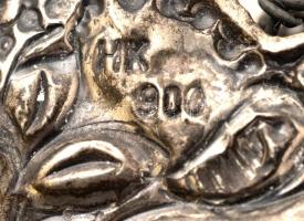 Ezüst (Ag) tükör, poncolt, jelzett, súlyozott, bruttó: 382,1 g