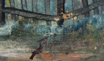 Elmosódott jelzéssel: Házrészlet. Akvarell, karton. 34x25 cm