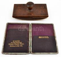 Vegyes bolha tétel, 5 db:  Régi fém öngyújtó, régi fa tapper, levélbontó, régi tárca (sérült), ...st...