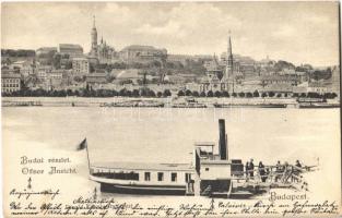 Budapest I. Szilágyi Dezső téri református templom, Budai part, ingahajó a pesti kikötőben