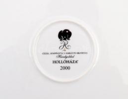 Hollóházi Szász Endre által tervezett mintával díszített porcelán tál, aranyozott, jelzett, kis kopá...