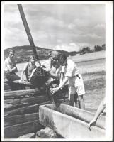 cca 1930-1940 Fiúk az itatónál, jelzetlen fotó, 29,5×23,5 cm