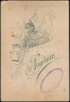 cca 1900 Család keményhátú fotója, Petruska Ferenc és Társa kispesti műterméből, 12x18 cm