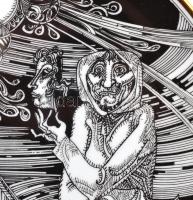 Szász Endre által tervezett Hollóházi porcelán dísztányér, 24 karátos kézi aranyozással, jelzett, ap...