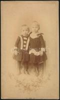 ca 1880 Gyerekek, keményhátú fotó, Letzter J. kassai műterméből, 19x11 cm