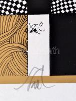 Szász Endre (1926-2003): Női macskával. Szitanyomat (19/100), papír, jelzett, 36x49 cm