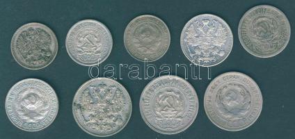 Cári Oroszország + Szovjetunió 1914-1929. 10k Ag 3klf db, 15k Ag 3klf db, 20k Ag 3klf db T:2,3 Össze...