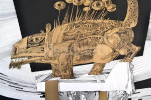 Szász Endre (1926-2003): Sárkánygyík. Szitanyomat 35/100), papír, jelzett, 57x45 cm