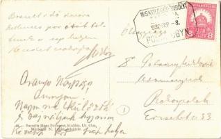 1930 Miskolc, Tapolcai strandfürdő, fürdőzők + "MISKOLCGÖRÖMBÖLYI TAPOLCA POSTA ÜGYN." pos...