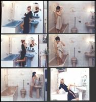 Erotikus fotósorozat fürdőszobában, 12 db, 13×9 cm