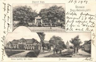 1903 Szécsény, Nagyszécsény; Haynald kapu, Gross kastély (Forgách kastély) déli része, Fő utca. Körmendy Géza kiadása