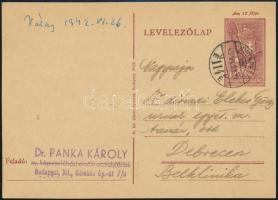1942 Dr. Panka Károly ny. képviselőházi elnöki osztályfőnök levele Dr. diósadi Elekes György egyetemi tanárnak
