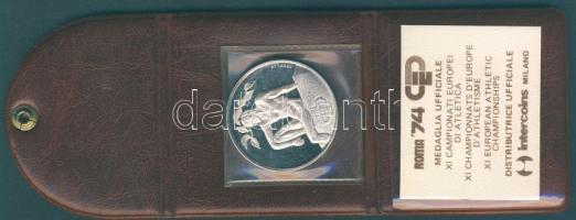 Olaszország 1974. "Róma-Atlétikai EB" Ag emlékérem 13g T:PP Eredeti tokban!