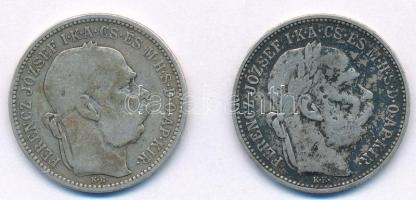 1894KB-1895KB 1K Ag "Ferenc József" (2x) T:2-,3 patina Adamo K5