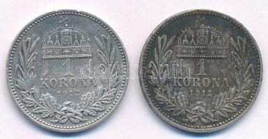 1912KB 1K Ag "Ferenc József" (2x) T:2 patina, ph. Adamo K5.1