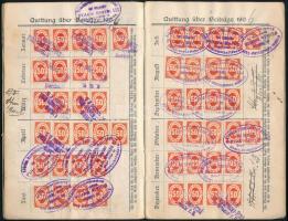 1905 Quittungsbuch, német nyelvű számlakönyv, okmánybélyegekkel