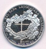 Kiss György (1943-) 1991. II. János Pál pápa látogatása hazánkban jelzett Ag emlékérem tokban (31,13g/0.999/42,5mm) T:1(PP) patina