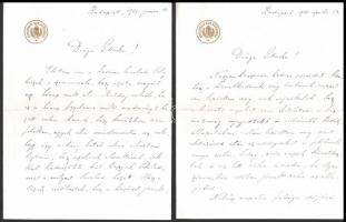 1936 Strache Gusztáv Budapesti Királyi Főügyész levelei, főügyészségi pecsétes lapokon, 5 db