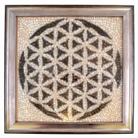 Csonka Edit Katalin (1978-): Élet virága. Üvegmozaik. Jelzett. Keretben. 40x40 cm