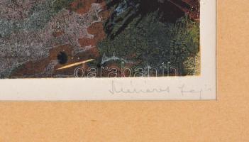 Mészáros József (1925-1979): Falusi házak. Linó, karton. Jelzett. 25x35 cm Keretben