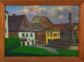 Jaksa István (1894-1982): Kismarton (Eiseinstadt) Burgenland. Olaj, karton, jelzett, keretben, 22×32 cm