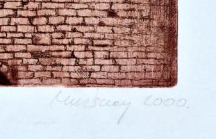 Muzsnay Ákos (1945): Fal II. Rézkarc, papír. Jelzett, sorszámozott művésznyomat. E.A. II/VII. 34,5x2...