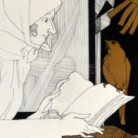 Szász Endre (1926-2003): Olvasó nő. Szitanyomat 38/100), papír, jelzett, 38x53 cm. Néhány kis folt a...