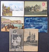 84 db főleg RÉGI képeslap vegyes minőségben: magyar és külföldi városok és motívumok / 84 mostly pre-1945 postcards in mixed condition: Hungarian and foregin towns, motives