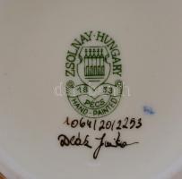 Zsolnay pillangó mintás, áttört kaspó. Kézzel festett, jelzett, hibátlan. m: 10 cm