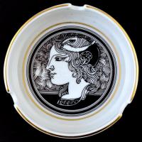 Hollóházi Szász Endre tervezte hamutál, matricás, jelzett, hibátlan d: 10,5 cm