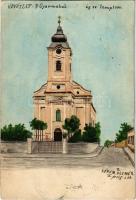 1901 Balassagyarmat, Ágostai evangélikus templom. Kézzel festett / hand-painted s: Köröm Elemér