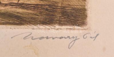 Udvary Pál (1900-1987):  Ekhós szekér. Színezett rézkarc.  30x23 cm